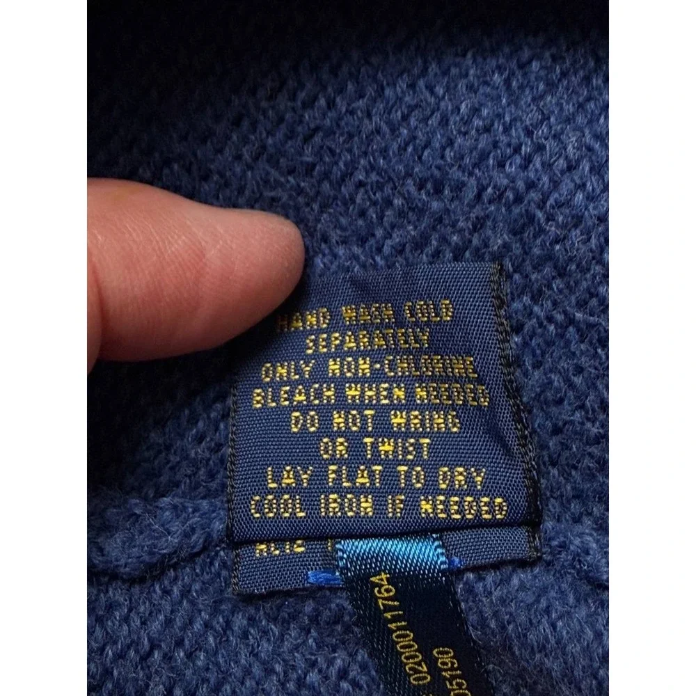 Polo Ralph Lauren Men's XXL Navy Blue 1/4 Zip Cotton Knit Sweater Pony Logo